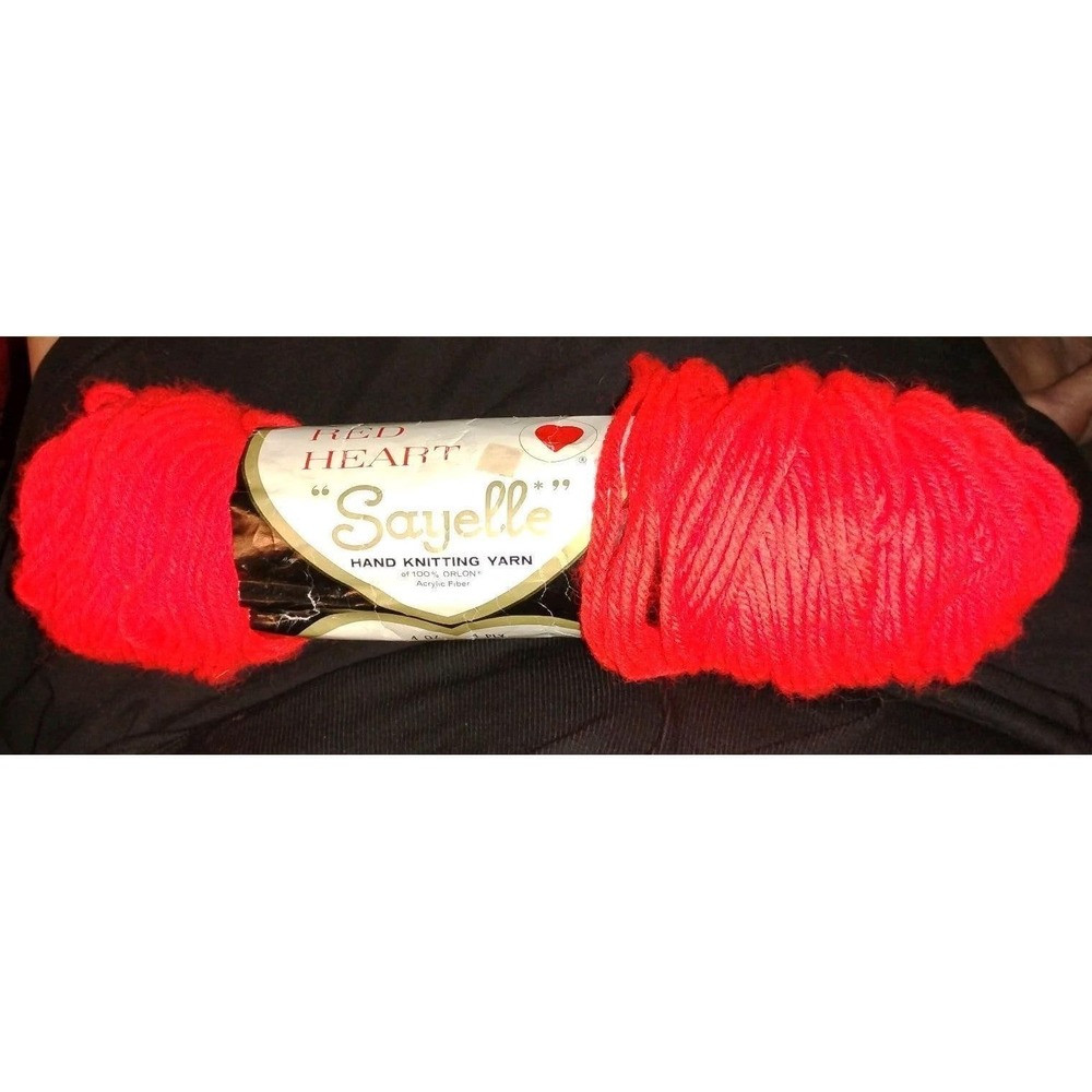 Vntg Red Heart Yarn Coats & Clark 4-Ply scarlet-red 909 Sayelle 4 oz 100% Orlon
